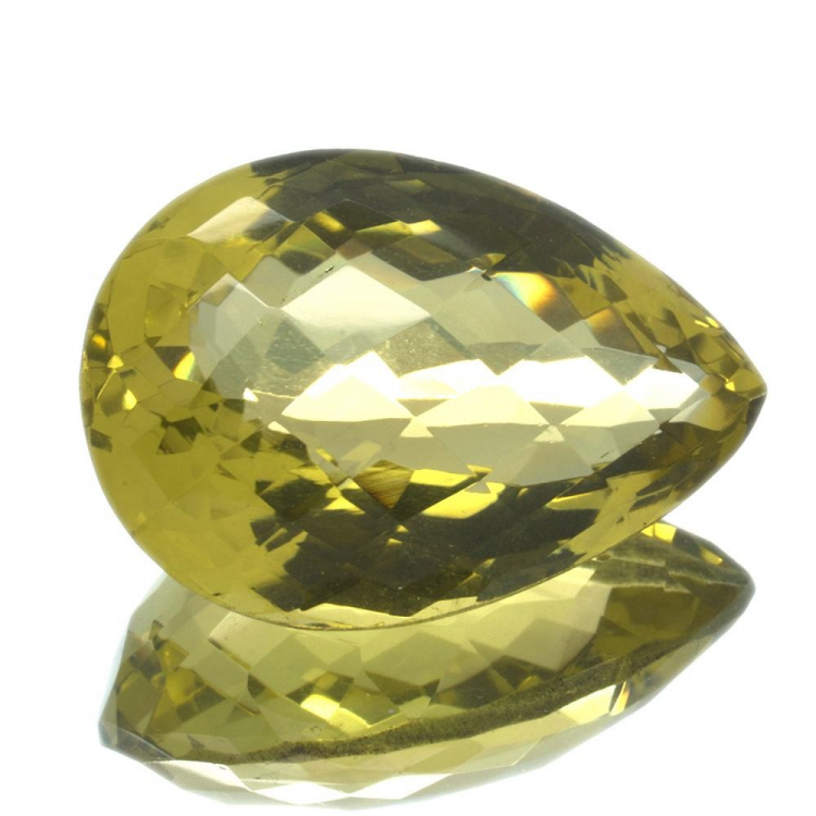 27,68ct. Lemon Quartz Checkboard Pear Cut