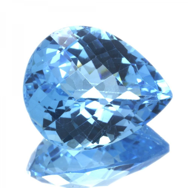 24,39ct Swiss BlueTopaz Checkboard Pear Cut