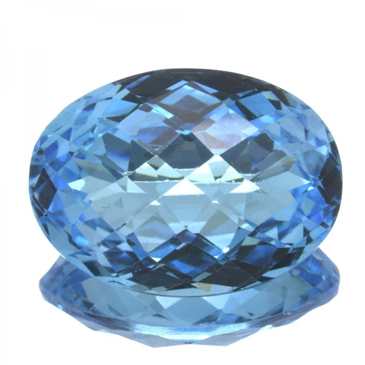 20,63ct Swiss BlueTopaz Checkboard Oval Cut