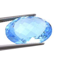 20,63ct Swiss BlueTopaz Checkboard Oval Cut