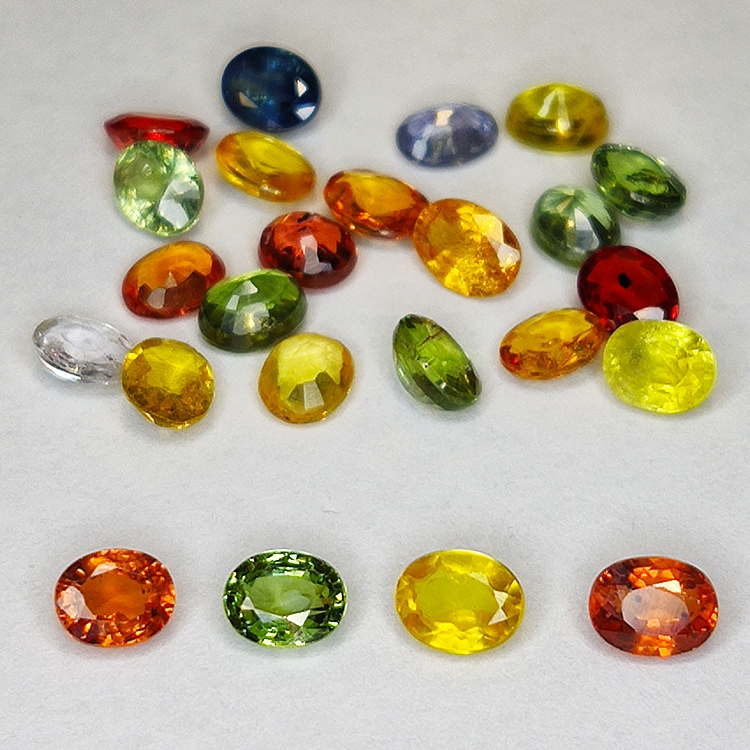 8.87ct Songea Zaffiro multicolore taglio ovale 4.8x3.7mm 24pz