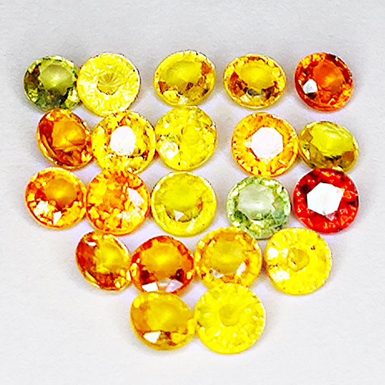 3.80ct Zafiro de Songea multicolor talla redonda 3.1x3.1mm 21pz