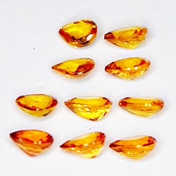 1.41ct Saphir Songea Orange coupe poire 3.7x2.7mm 10pcs