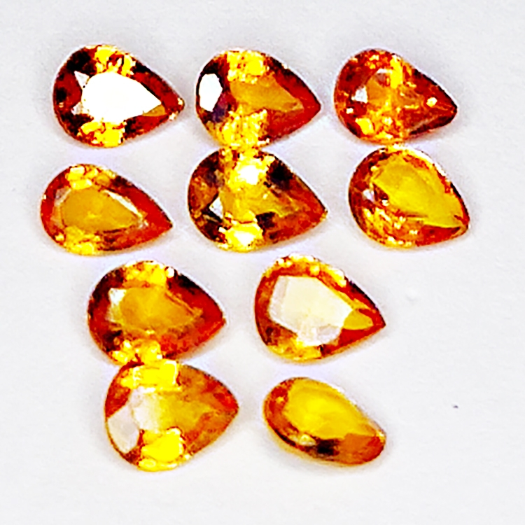 1.41ct Saphir Songea Orange coupe poire 3.7x2.7mm 10pcs