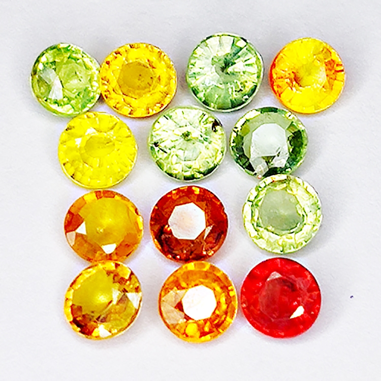 3.24ct Songea Zaffiro multicolore taglio rotondo 3.6x3.6mm 13pz