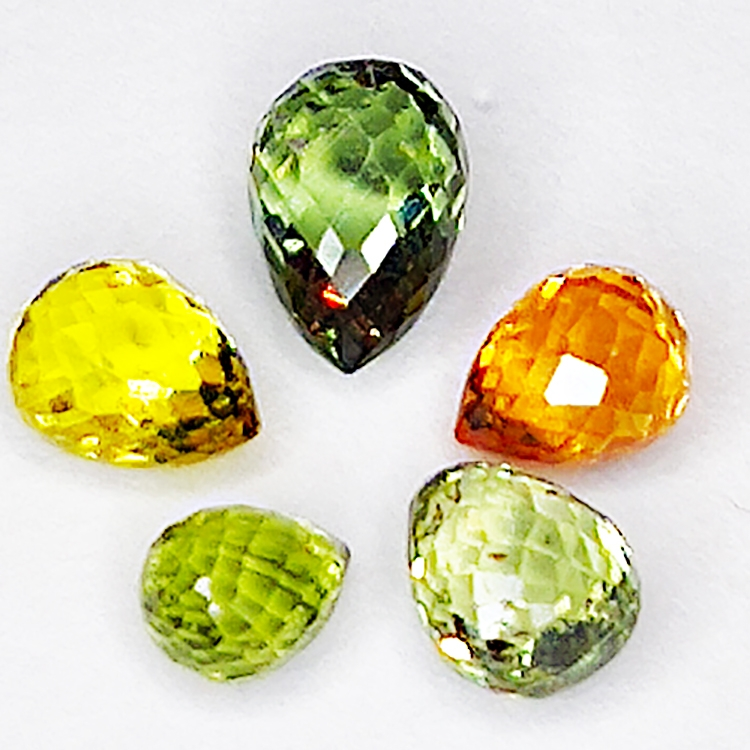 1,86ct Songea Saphir multicolor brioletteschliff 5.0x3.5mm 5stk