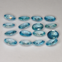 9.64ct Zircón Azul talla oval 6x4mm 16pz