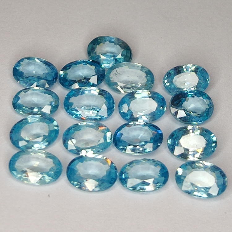 10.04ct Blue Zircon oval cut 5.9x4.1mm 17pcs