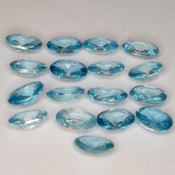 10.04ct Blue Zircon oval cut 5.9x4.1mm 17pcs