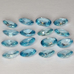 9.53ct Zircón Azul talla oval 6x4mm 16pz