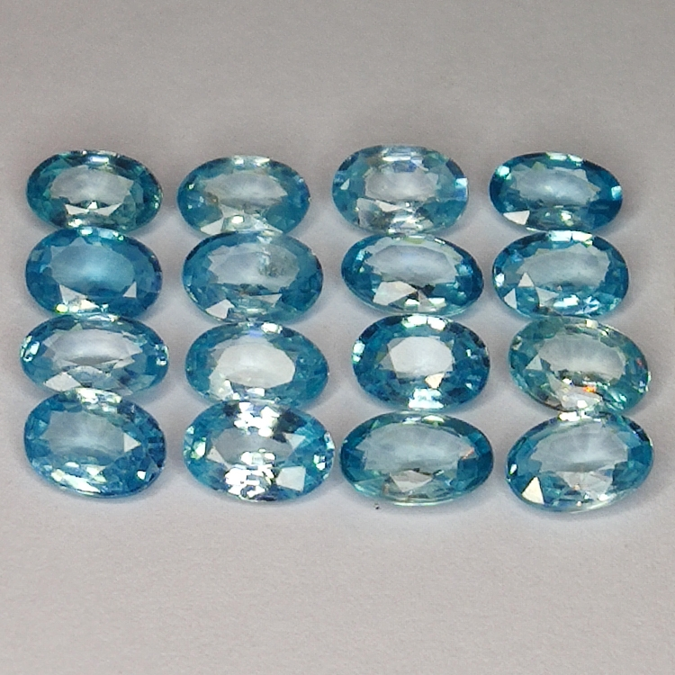 9.53ct Blue Zircon oval cut 6x4mm 16pc