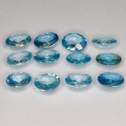 9.83ct Zircón Azul talla oval 6x5mm 12pz