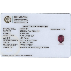 2.72ct Tourmaline Rubellite oval cut 9.3x8.1mm