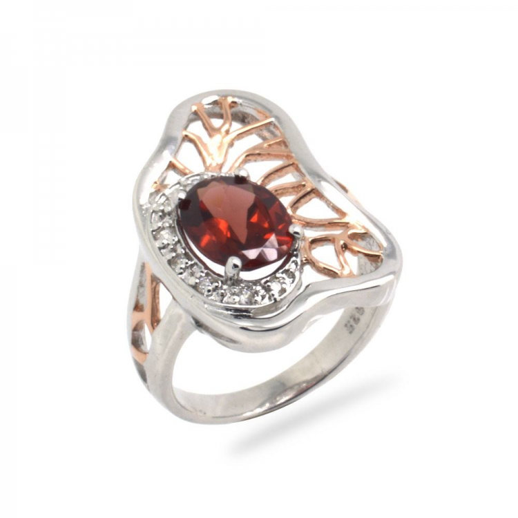 Red Garnet & 925 Sterling Silver Ring