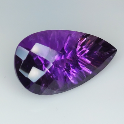 29.44ct Amethyst millenium pear cut with checkerboard 30.4x16.7mm