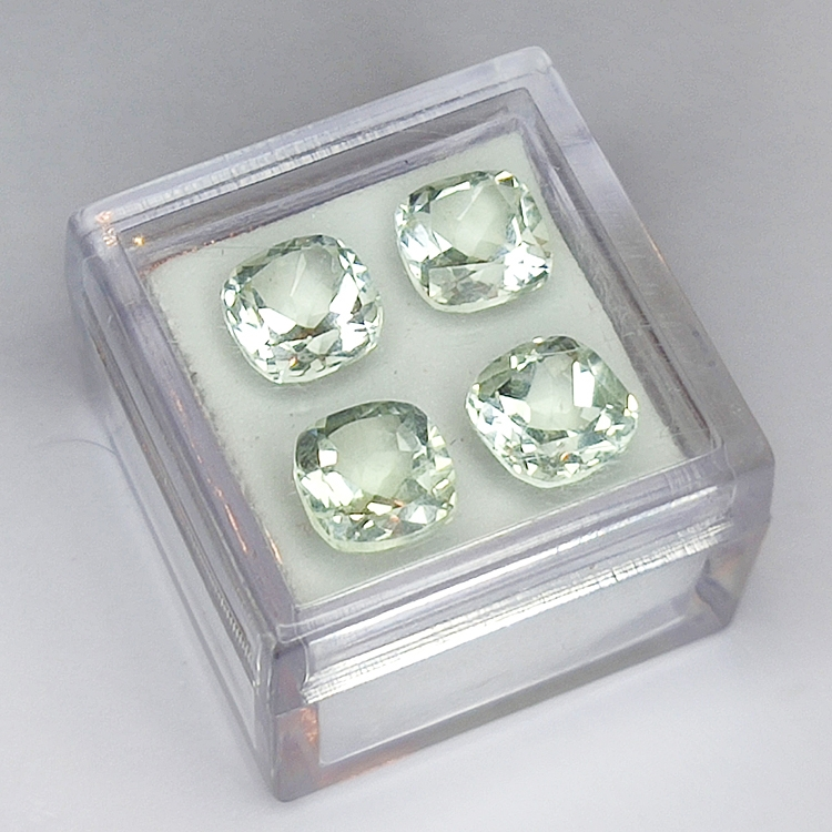 5.94ct Green Amethyst (prasiolite) cushion cut mm 4pc