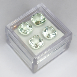 5.94ct Amatista Verde (prasiolita) talla cojín mm 4pz