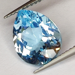 3.81ct Blue Topaz pear cut 11.3x8.9mm