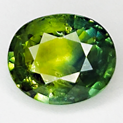 1.24ct Saphir Vert coupe ovale 7.0x5.8mm