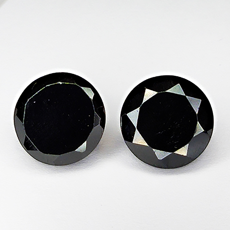 39.34ct Pair Black Spinel round cut 10.8x10.8mm