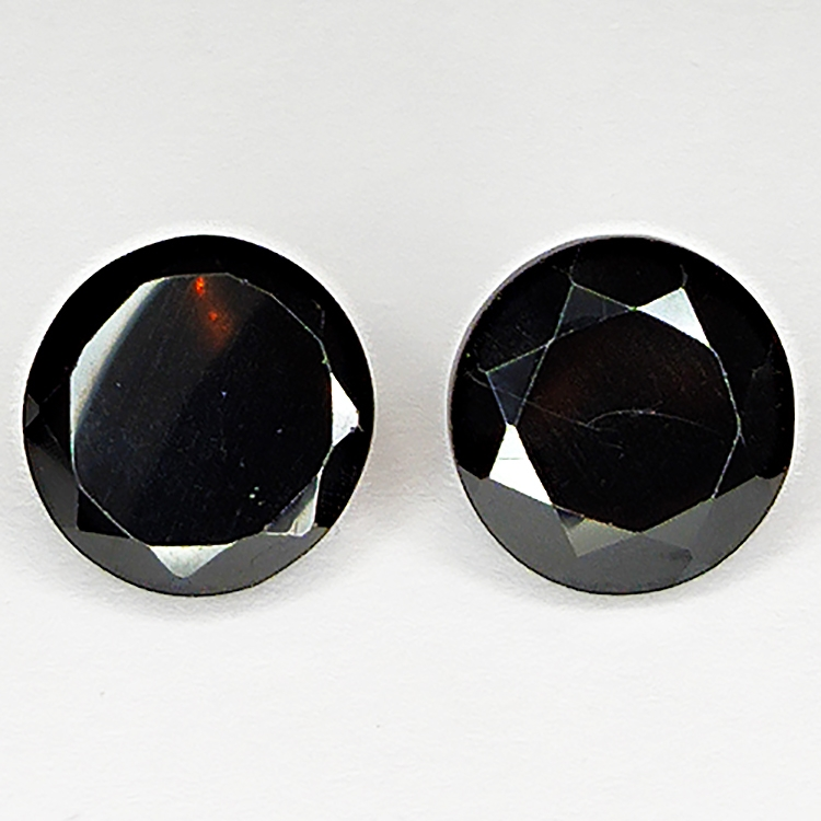 44.14ct Pareja Espinela Negra talla redonda 10.9x10.9mm