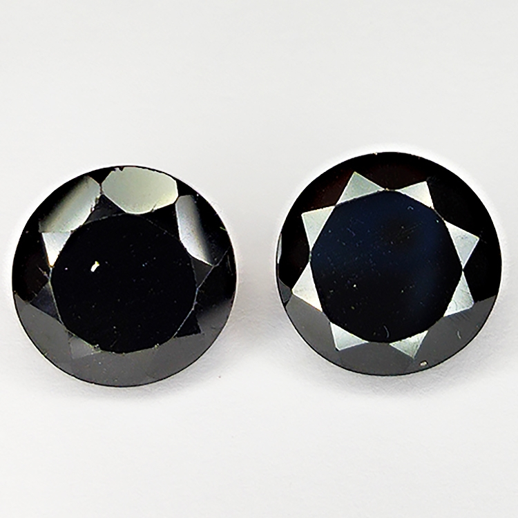 42.56ct Coppia Spinello Nero taglio rotondo 10.9x10.9mm