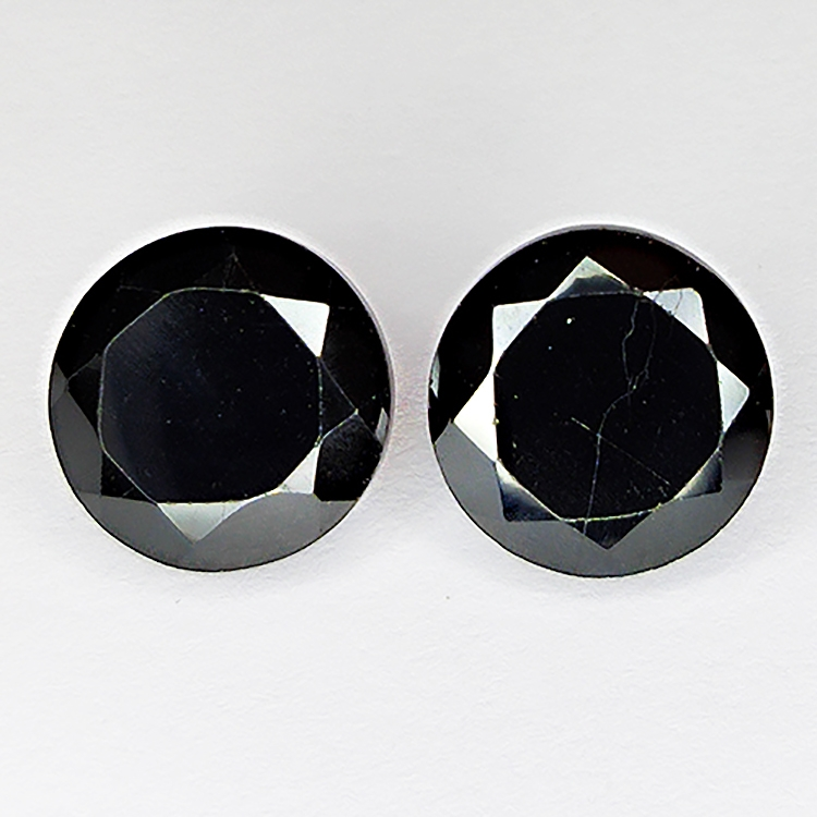 39.58ct Paire Spinelle Noire ronde coupe 10.9x10.9mm