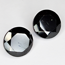 39.18ct Pair Black Spinel round cut 10.9x10.9mm