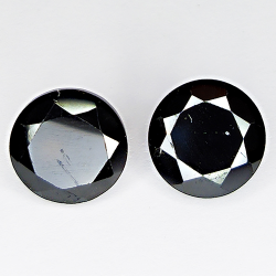 39.18ct Pair Black Spinel round cut 10.9x10.9mm