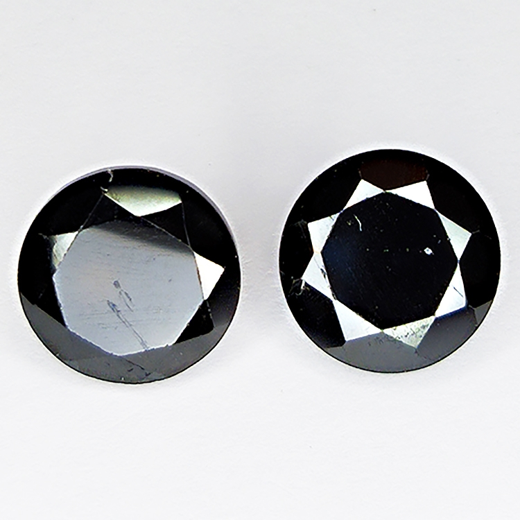 39.18ct Coppia Spinello Nero taglio rotondo 10.9x10.9mm