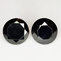 40.86ct Pair Black Spinel round cut 10.8x10.8mm