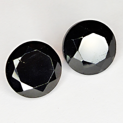 40.86ct Pair Black Spinel round cut 10.8x10.8mm