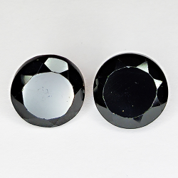 43.00ct Pair Black Spinel round cut 10.8x10.8mm