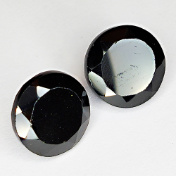 43.00ct Pair Black Spinel round cut 10.8x10.8mm