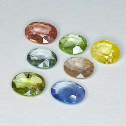 3.88ct Saphir Multicolore coupe ovale 6.5x4.7mm 7pcs