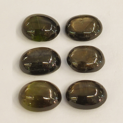 9,73ct Saphir Schwarzer Stern Cabochon oval 7,6x6,2mm 6Stk