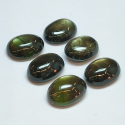 9.73ct Black Star Sapphire cabochon oval 7.6x6.2mm 6pc