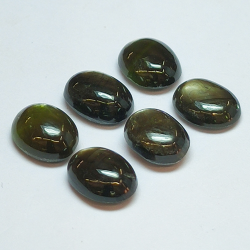 9.73ct Black Star Sapphire cabochon oval 7.6x6.2mm 6pc