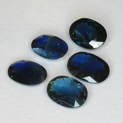 4.52ct Zaffiro Blu taglio ovale 7.6x5.3mm 5pz