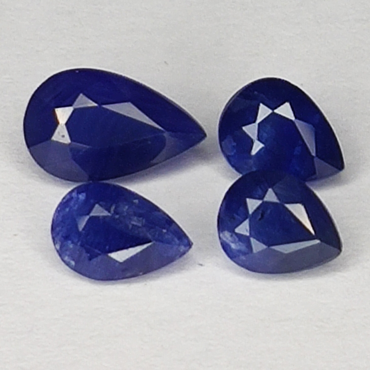 1.91ct Blue Sapphire pear cut 6.9x4.3mm 4pc