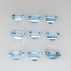 12.55ct Topazio Blu taglio principessa 6.2x6.2mm 9pz