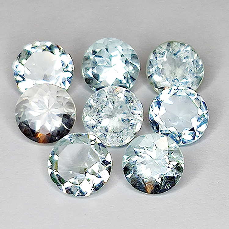 5.84ct Aigue-Marine coupe ronde 6x6mm 8pcs