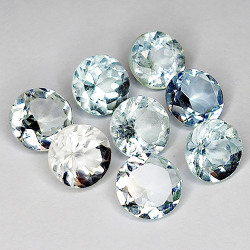 5.84ct Aquamarine round cut 6x6mm 8pc