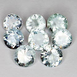 5.91ct Aquamarine round cut 6x6mm 8pc