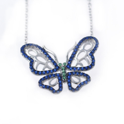 CZ. & 925 Sterling Silver Butterfly Pendant