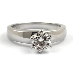 Moissanite and 925 Silver Solitaire Ring