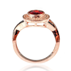 Garnet, White Sapphire and Black Spinel Ring with 925 Silver