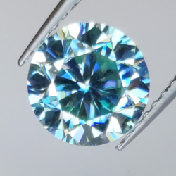 1.52ct Green Moissanite round cut 7.58x7.56mm