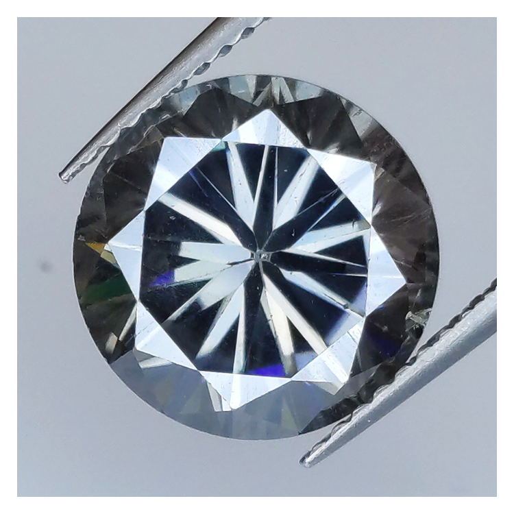 4.33ct Moissanita Gris talla redonda 10.88x6.57mm