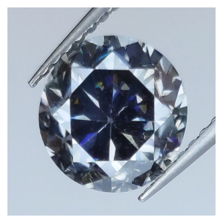 Moissanite grise de 2,24 ct, taille ronde 8,19x7,75 mm